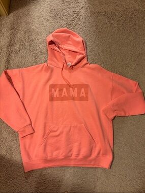 Jerzees Coral Pink "MAMA" Hooded Sweatshirt